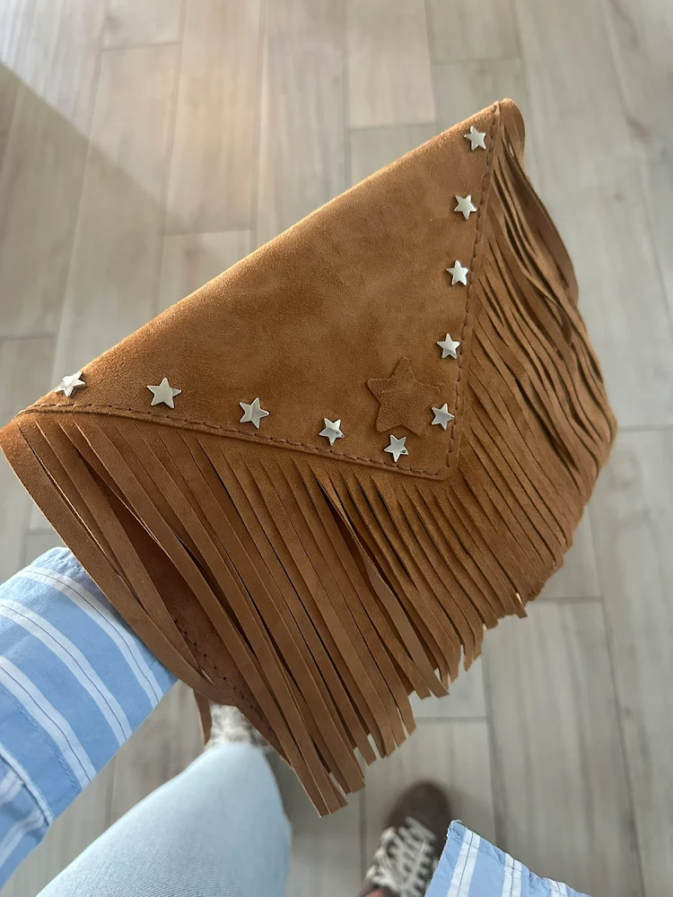 Pochette con frangia Leather Engineer